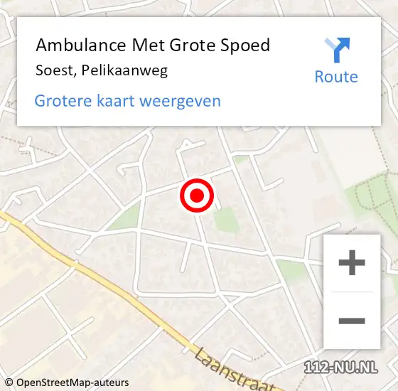 Locatie op kaart van de 112 melding: Ambulance Met Grote Spoed Naar Soest, Pelikaanweg op 23 juni 2014 19:41