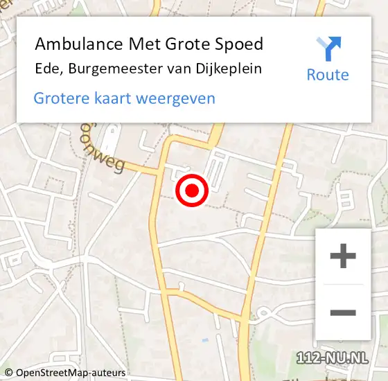 Locatie op kaart van de 112 melding: Ambulance Met Grote Spoed Naar Ede, Burgemeester van Dijkeplein op 23 september 2021 11:19