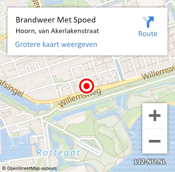 Locatie op kaart van de 112 melding: Brandweer Met Spoed Naar Hoorn, van Akerlakenstraat op 23 september 2021 11:21