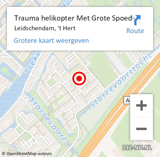 Locatie op kaart van de 112 melding: Trauma helikopter Met Grote Spoed Naar Leidschendam, 't Hert op 23 september 2021 11:33