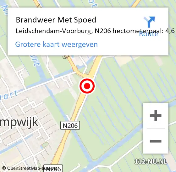 Locatie op kaart van de 112 melding: Brandweer Met Spoed Naar Leidschendam-Voorburg, N206 hectometerpaal: 4,6 op 23 september 2021 11:34