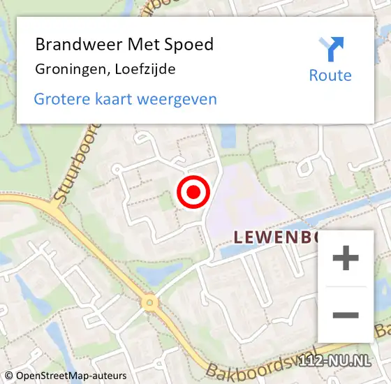 Locatie op kaart van de 112 melding: Brandweer Met Spoed Naar Groningen, Loefzijde op 23 september 2021 11:40