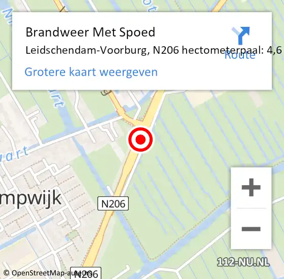 Locatie op kaart van de 112 melding: Brandweer Met Spoed Naar Leidschendam-Voorburg, N206 hectometerpaal: 4,6 op 23 september 2021 11:47