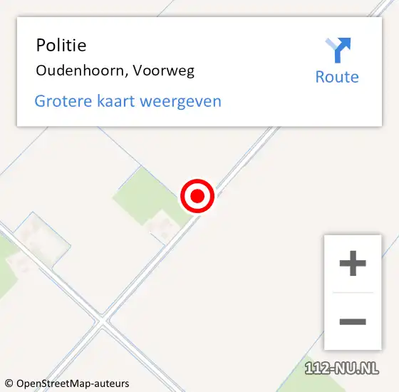 Locatie op kaart van de 112 melding: Politie Oudenhoorn, Voorweg op 23 september 2021 11:52