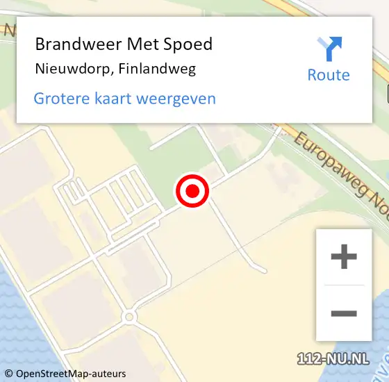 Locatie op kaart van de 112 melding: Brandweer Met Spoed Naar Nieuwdorp, Finlandweg op 23 september 2021 11:57