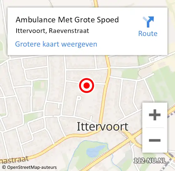 Locatie op kaart van de 112 melding: Ambulance Met Grote Spoed Naar Ittervoort, Raevenstraat op 23 september 2021 11:57