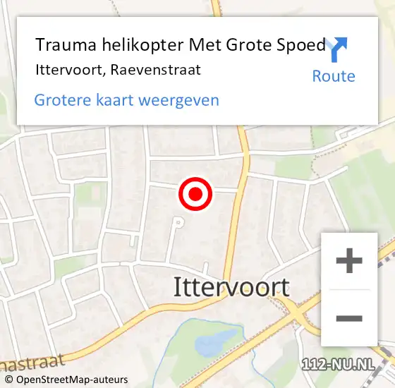 Locatie op kaart van de 112 melding: Trauma helikopter Met Grote Spoed Naar Ittervoort, Raevenstraat op 23 september 2021 11:58
