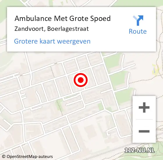 Locatie op kaart van de 112 melding: Ambulance Met Grote Spoed Naar Zandvoort, Boerlagestraat op 23 september 2021 12:05