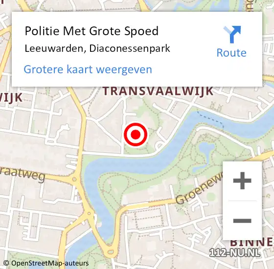 Locatie op kaart van de 112 melding: Politie Met Grote Spoed Naar Leeuwarden, Diaconessenpark op 23 september 2021 12:21