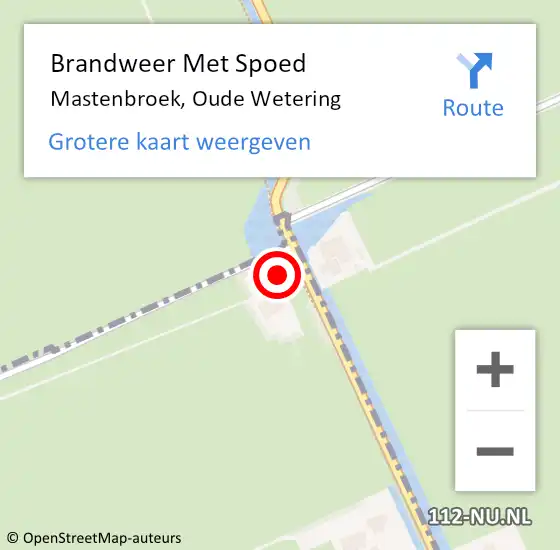 Locatie op kaart van de 112 melding: Brandweer Met Spoed Naar Mastenbroek, Oude Wetering op 23 juni 2014 19:54