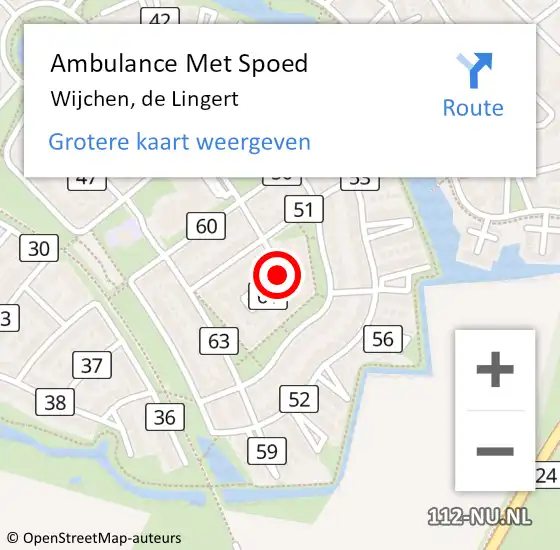 Locatie op kaart van de 112 melding: Ambulance Met Spoed Naar Wijchen, de Lingert op 23 september 2021 12:44