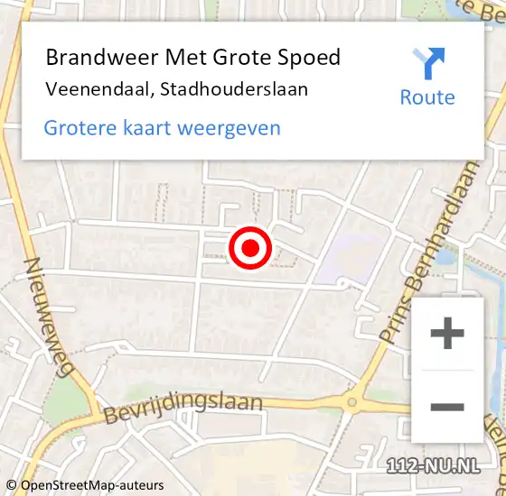 Locatie op kaart van de 112 melding: Brandweer Met Grote Spoed Naar Veenendaal, Stadhouderslaan op 23 september 2021 12:45