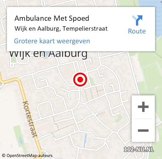 Locatie op kaart van de 112 melding: Ambulance Met Spoed Naar Wijk en Aalburg, Tempelierstraat op 23 juni 2014 20:00