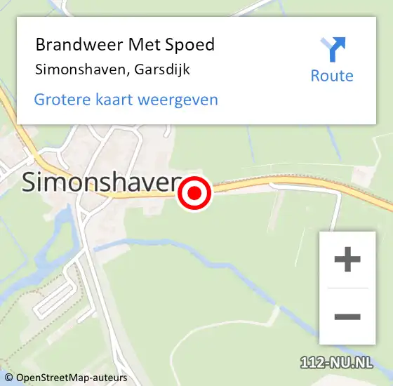 Locatie op kaart van de 112 melding: Brandweer Met Spoed Naar Simonshaven, Garsdijk op 23 september 2021 12:57