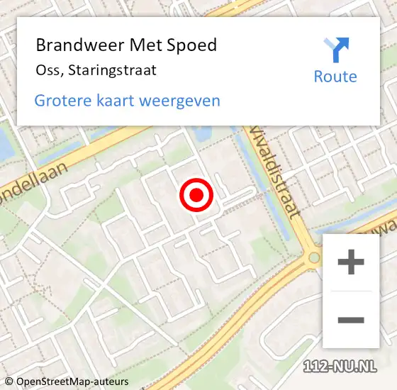 Locatie op kaart van de 112 melding: Brandweer Met Spoed Naar Oss, Staringstraat op 23 september 2021 13:05