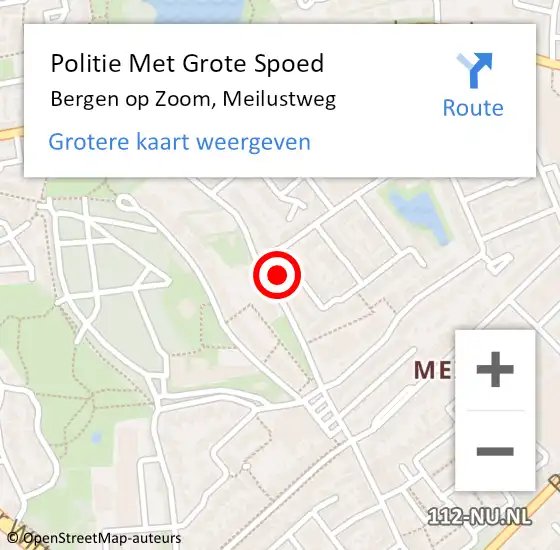 Locatie op kaart van de 112 melding: Politie Met Grote Spoed Naar Bergen op Zoom, Meilustweg op 23 september 2021 13:07