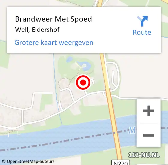 Locatie op kaart van de 112 melding: Brandweer Met Spoed Naar Well, Eldershof op 23 september 2021 13:12