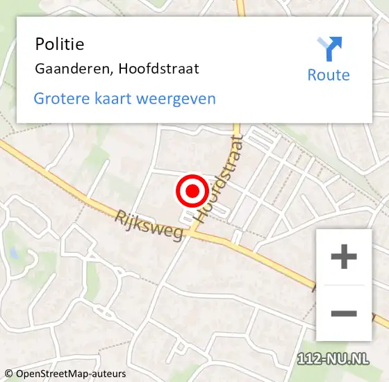 Locatie op kaart van de 112 melding: Politie Gaanderen, Hoofdstraat op 23 september 2021 13:16