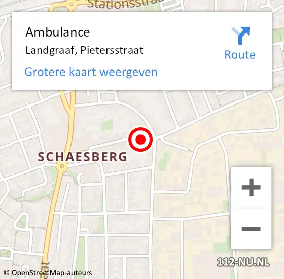 Locatie op kaart van de 112 melding: Ambulance Landgraaf, Pietersstraat op 23 juni 2014 20:03