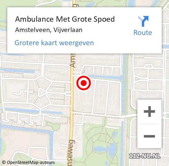 Locatie op kaart van de 112 melding: Ambulance Met Grote Spoed Naar Amstelveen, Vijverlaan op 23 september 2021 13:44