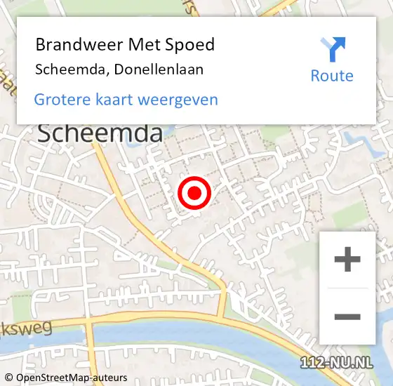 Locatie op kaart van de 112 melding: Brandweer Met Spoed Naar Scheemda, Donellenlaan op 23 september 2021 13:49