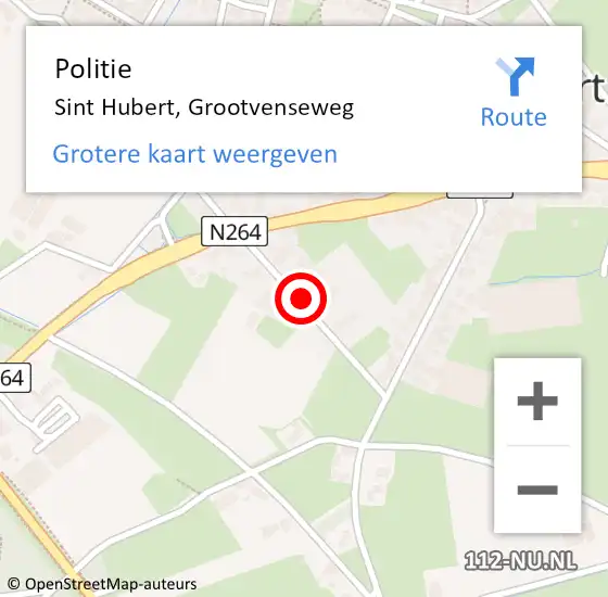 Locatie op kaart van de 112 melding: Politie Sint Hubert, Grootvenseweg op 23 september 2021 13:55