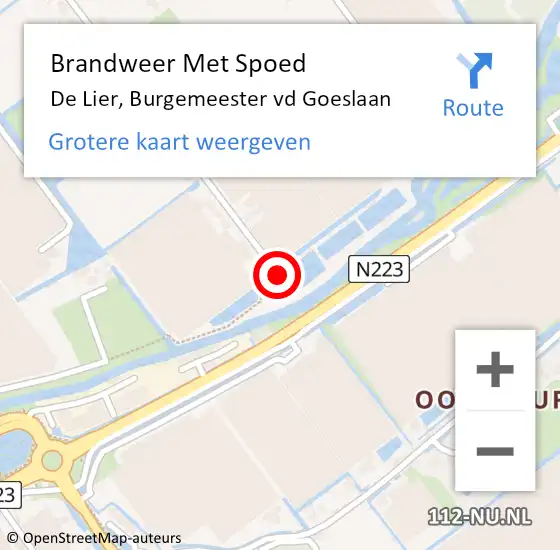 Locatie op kaart van de 112 melding: Brandweer Met Spoed Naar De Lier, Burgemeester vd Goeslaan op 23 september 2021 14:46