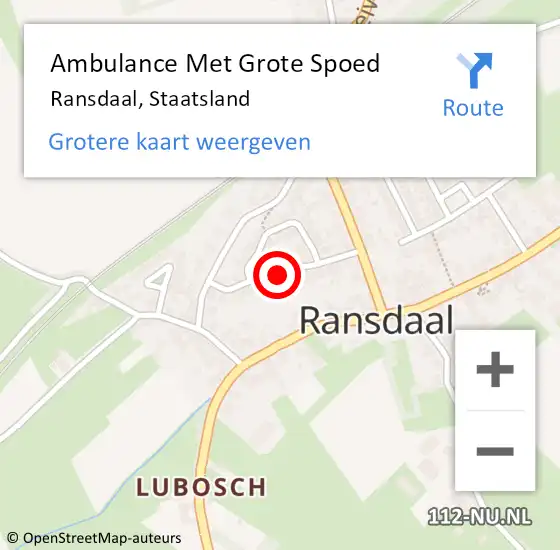 Locatie op kaart van de 112 melding: Ambulance Met Grote Spoed Naar Ransdaal, Staatsland op 23 juni 2014 20:14