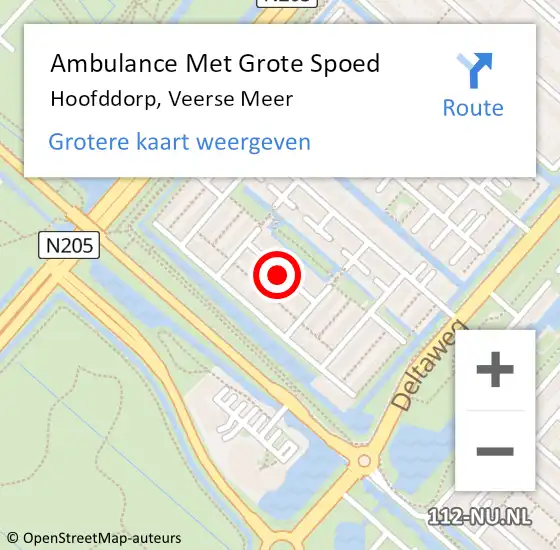 Locatie op kaart van de 112 melding: Ambulance Met Grote Spoed Naar Hoofddorp, Veerse Meer op 23 september 2021 14:48