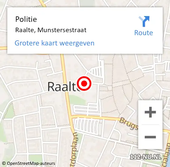 Locatie op kaart van de 112 melding: Politie Raalte, Munstersestraat op 23 september 2021 14:55