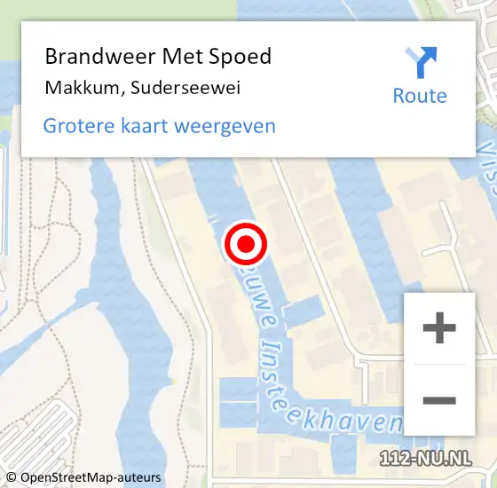 Locatie op kaart van de 112 melding: Brandweer Met Spoed Naar Makkum, Suderseewei op 23 september 2021 14:56