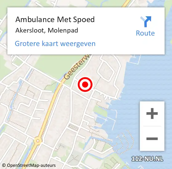 Locatie op kaart van de 112 melding: Ambulance Met Spoed Naar Akersloot, Molenpad op 23 september 2021 15:05