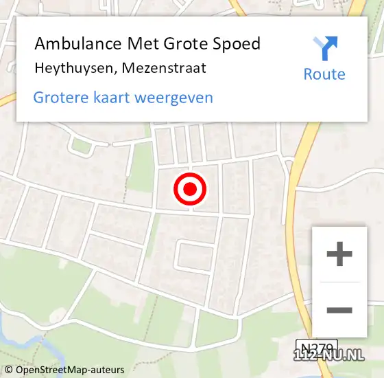 Locatie op kaart van de 112 melding: Ambulance Met Grote Spoed Naar Heythuysen, Mezenstraat op 23 september 2021 15:54