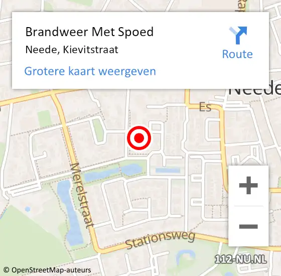 Locatie op kaart van de 112 melding: Brandweer Met Spoed Naar Neede, Kievitstraat op 23 september 2021 16:07