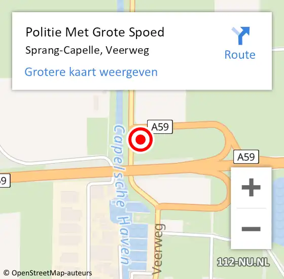 Locatie op kaart van de 112 melding: Politie Met Grote Spoed Naar Sprang-Capelle, Veerweg op 23 september 2021 16:13