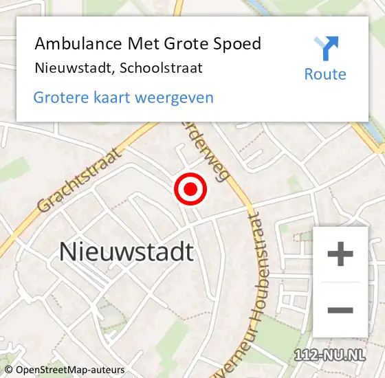 Locatie op kaart van de 112 melding: Ambulance Met Grote Spoed Naar Nieuwstadt, Schoolstraat op 23 juni 2014 20:24