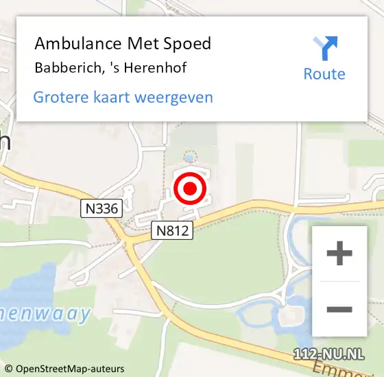 Locatie op kaart van de 112 melding: Ambulance Met Spoed Naar Babberich, 's Herenhof op 23 september 2021 16:38