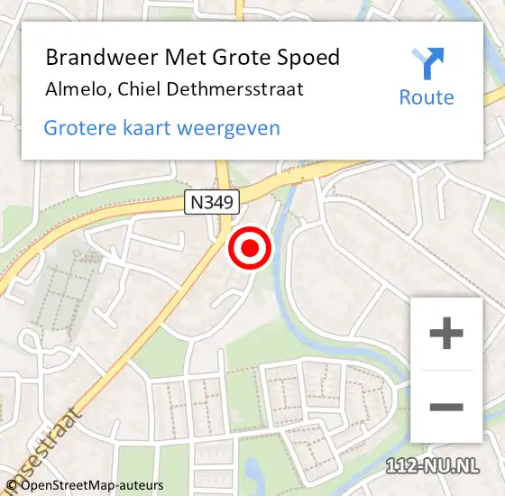 Locatie op kaart van de 112 melding: Brandweer Met Grote Spoed Naar Almelo, Chiel Dethmersstraat op 23 september 2021 16:39