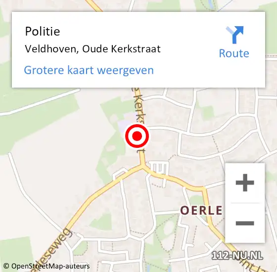 Locatie op kaart van de 112 melding: Politie Veldhoven, Oude Kerkstraat op 23 september 2021 16:39