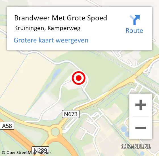 Locatie op kaart van de 112 melding: Brandweer Met Grote Spoed Naar Kruiningen, Kamperweg op 23 september 2021 16:46