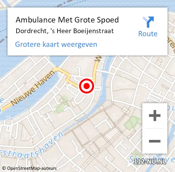 Locatie op kaart van de 112 melding: Ambulance Met Grote Spoed Naar Dordrecht, 's Heer Boeijenstraat op 23 september 2021 16:48