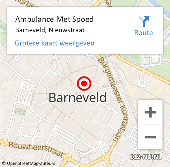 Locatie op kaart van de 112 melding: Ambulance Met Spoed Naar Barneveld, Nieuwstraat op 23 september 2021 17:18