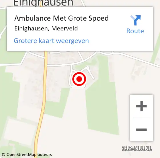 Locatie op kaart van de 112 melding: Ambulance Met Grote Spoed Naar Einighausen, Meerveld op 23 juni 2014 20:33