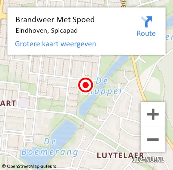 Locatie op kaart van de 112 melding: Brandweer Met Spoed Naar Eindhoven, Spicapad op 23 september 2021 17:28