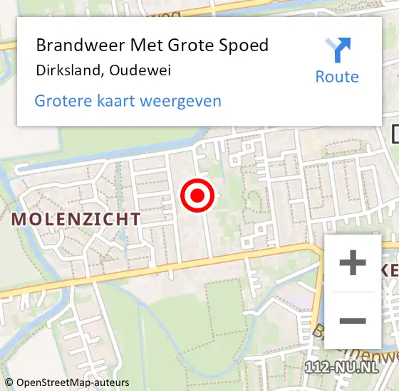 Locatie op kaart van de 112 melding: Brandweer Met Grote Spoed Naar Dirksland, Oudewei op 23 september 2021 17:29