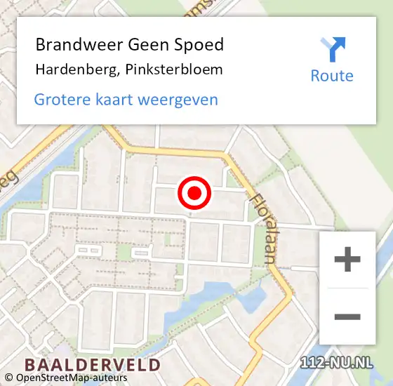 Locatie op kaart van de 112 melding: Brandweer Geen Spoed Naar Hardenberg, Pinksterbloem op 23 september 2021 17:30