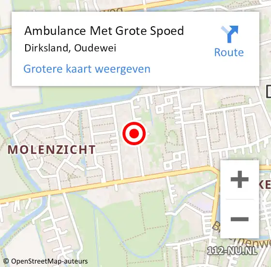 Locatie op kaart van de 112 melding: Ambulance Met Grote Spoed Naar Dirksland, Oudewei op 23 september 2021 17:35