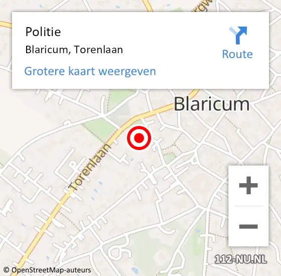 Locatie op kaart van de 112 melding: Politie Blaricum, Torenlaan op 23 september 2021 17:45