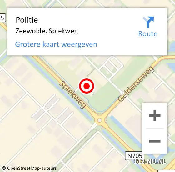 Locatie op kaart van de 112 melding: Politie Zeewolde, Spiekweg op 23 september 2021 17:51