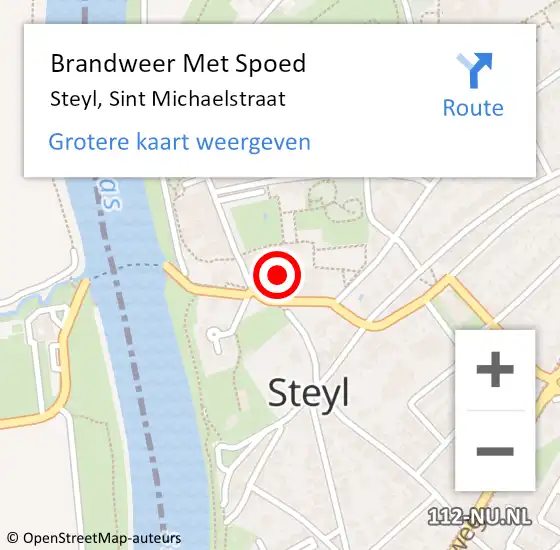 Locatie op kaart van de 112 melding: Brandweer Met Spoed Naar Steyl, Sint Michaelstraat op 23 september 2021 18:00